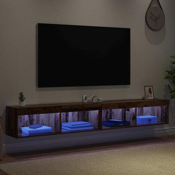 TV-Wandregale Panama 2 pcs Altholz 100 x 30 x 30 cm