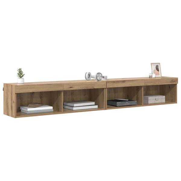ARDEBO.de - TV-Wandregale Panama 2 pcs Artisan-Eiche 100 x 30 x 30 cm