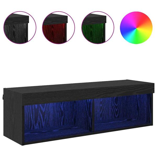 TV-Wandschrank Panama Schwarz Eichen-Optik 100 x 30 x 30 cm