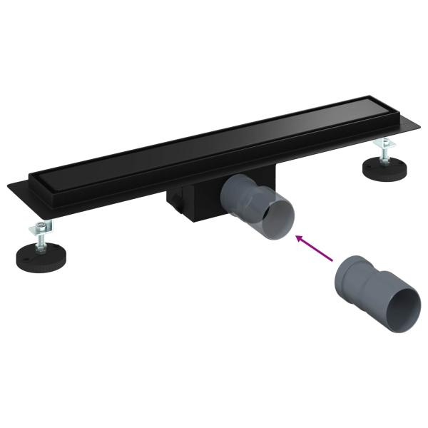 2 in 1 Duschabfluss Schwarz 50 cm Edelstahl 304