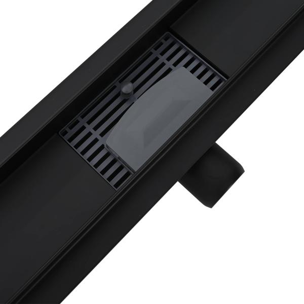 2 in 1 Duschabfluss Schwarz 70 cm Edelstahl 304