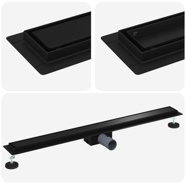 2 in 1 Duschabfluss Schwarz 90 cm Edelstahl 304