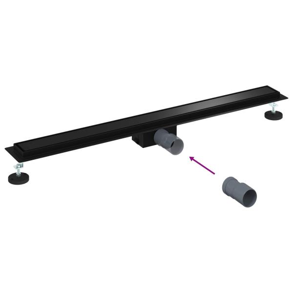 2 in 1 Duschabfluss Schwarz 100 cm Edelstahl 304