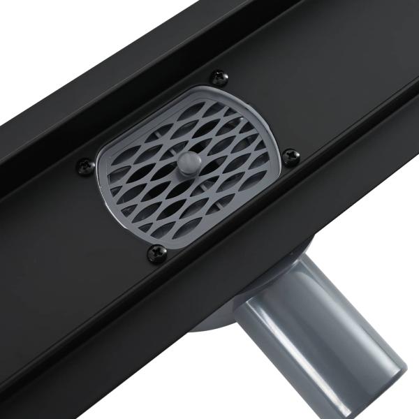 Duschablauf 2-in-1 mit 360° Siphon Schwarz 50 cm Edelstahl 304