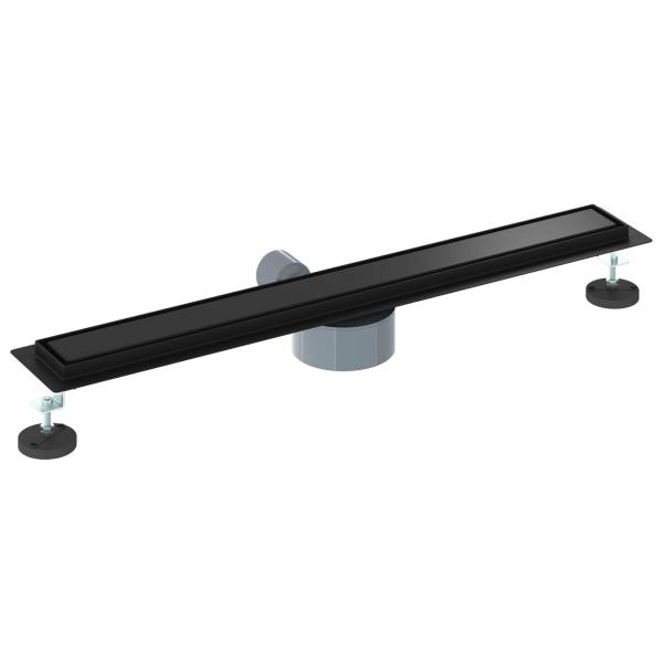 Duschablauf 2-in-1 mit 360° Siphon Schwarz 70 cm Edelstahl 304