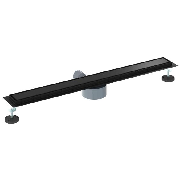 Duschablauf 2-in-1 mit 360° Siphon Schwarz 80 cm Edelstahl 304