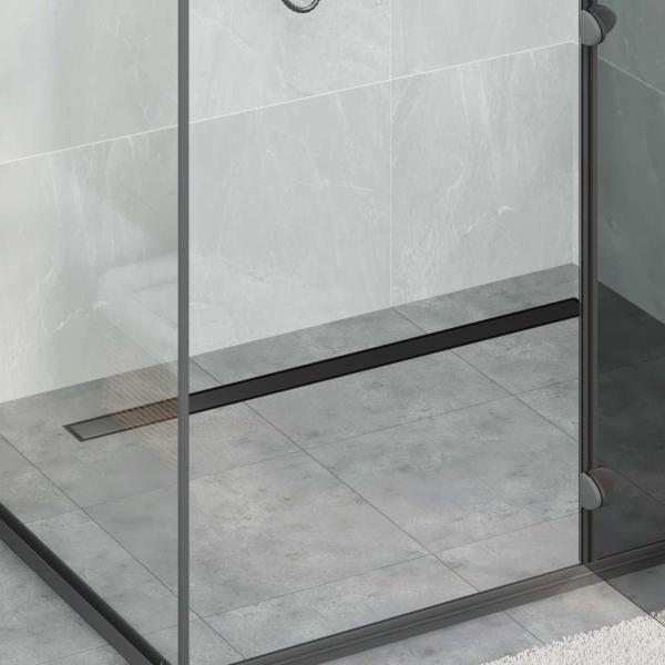 ARDEBO.de - Duschablauf 2-in-1 mit 360° Siphon Schwarz 100 cm Edelstahl 304