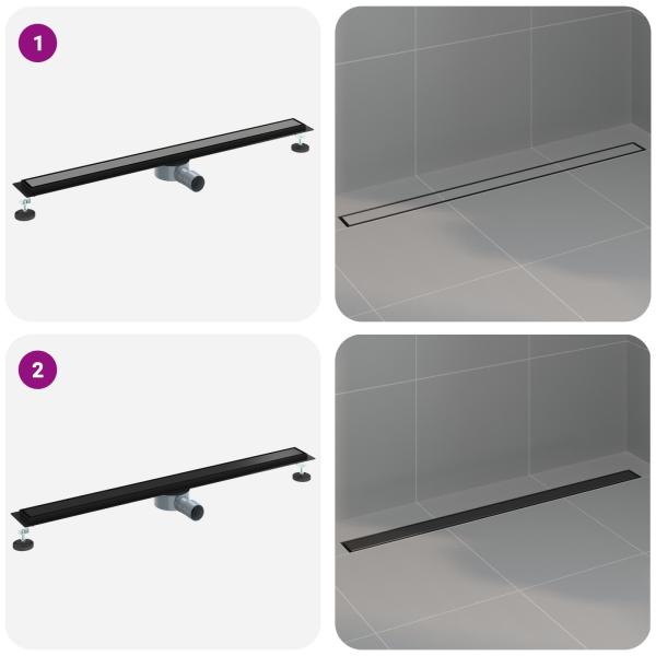 Duschablauf 2-in-1 mit 360° Siphon Schwarz 100 cm Edelstahl 304