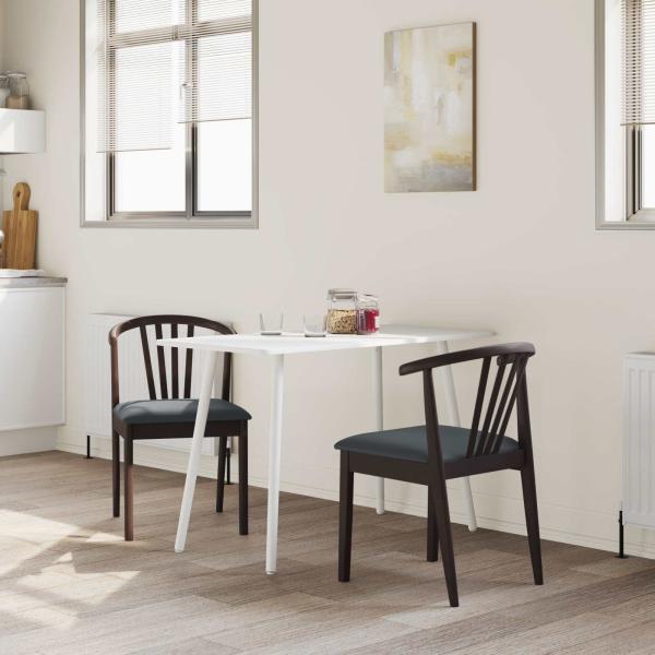 Esszimmerstuhl 2 pcs Hellbraun und Schwarz Solides Gummiholz