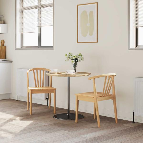 Esszimmerstuhl 2 pcs Natur Solides Gummiholz