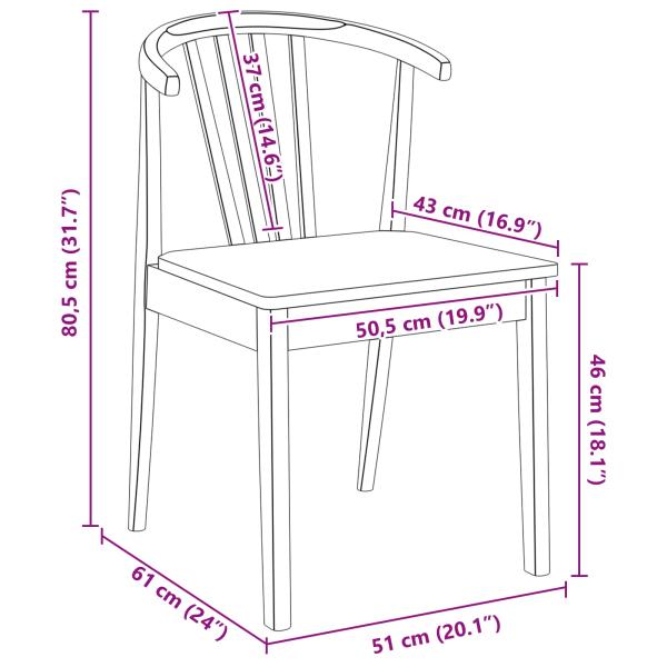 Esszimmerstuhl 2 pcs Weiß und Natur Solides Gummiholz