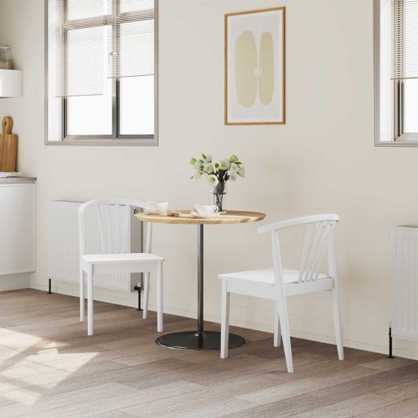 Esszimmerstuhl 2 pcs Weiß Solides Gummiholz