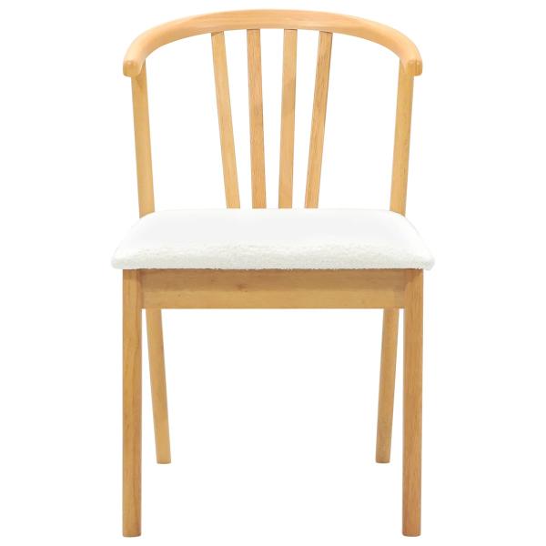 Esszimmerstuhl 2 pcs Natürlich und Weiß Solides Gummiholz