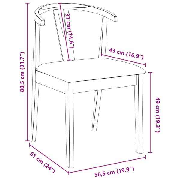 Esszimmerstuhl 2 pcs Weiß und Grau Massives Gummiholz