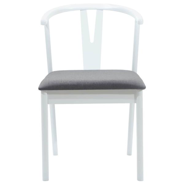 Esszimmerstuhl 2 pcs Weiß und Grau Massives Gummiholz