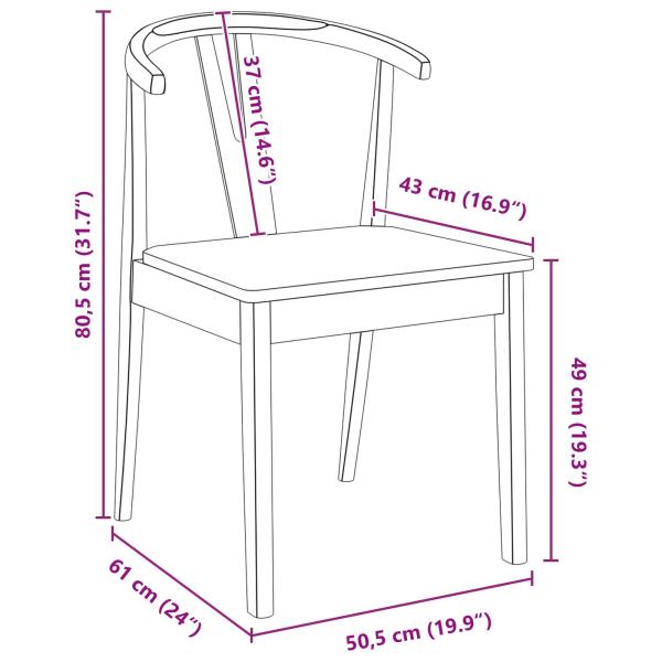 Esszimmerstuhl 2 pcs Weiß und Weiß Massives Gummiholz