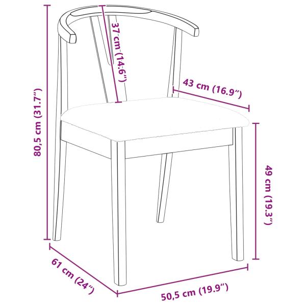 Esszimmerstuhl 2 pcs Natürlich und hell Massives Gummiholz