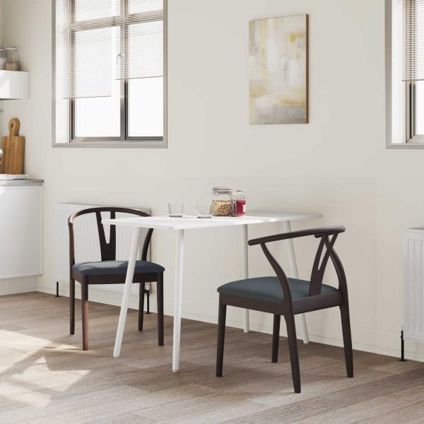 Esszimmerstuhl 2 pcs Hellbraun und Schwarz Massives Gummiholz