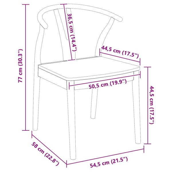 Esszimmerstuhl 2 pcs Weiß und Natur Massives Gummiholz