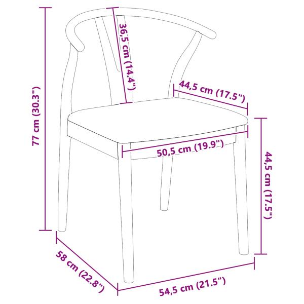 Esszimmerstuhl 2 pcs Weiß und Braun Massives Gummiholz