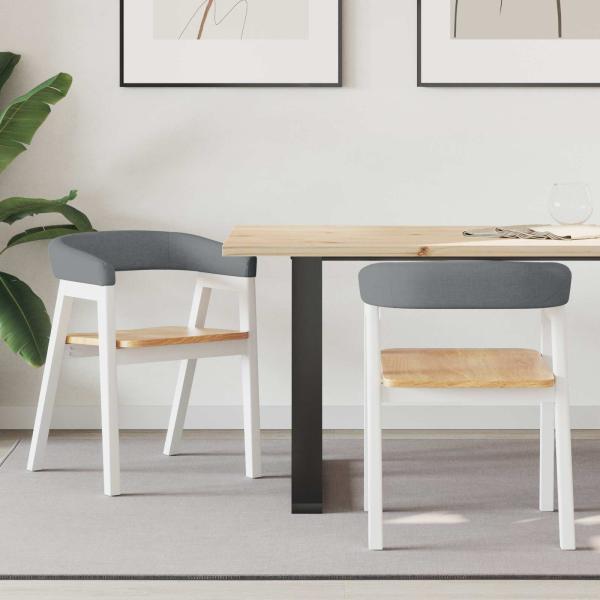 ARDEBO.de - Esszimmerstühle 2 pcs Weiß 54 x 57 x 73 cm Massives Gummiholz