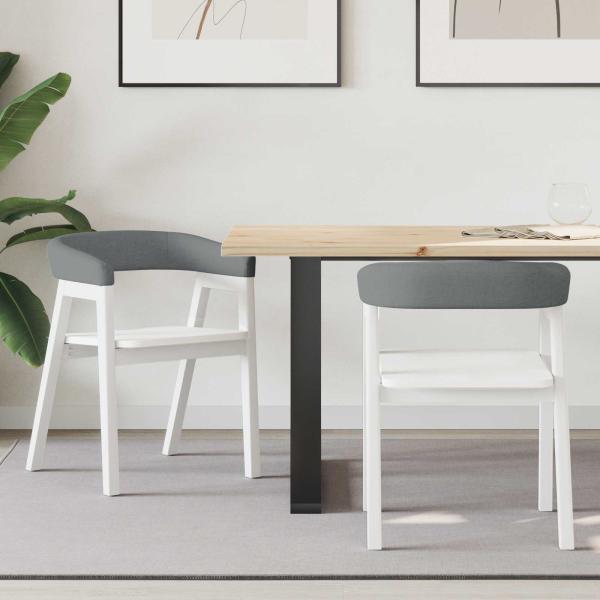 ARDEBO.de - Esszimmerstühle 2 pcs Weiß 54 x 57 x 73 cm Massives Gummiholz