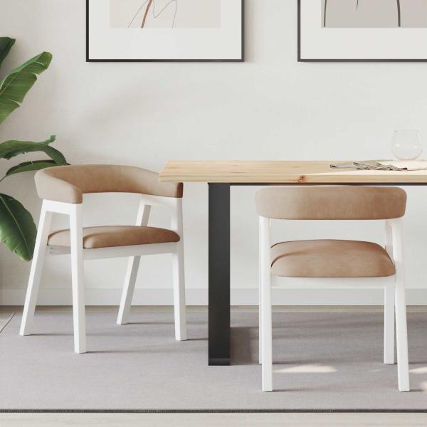 ARDEBO.de - Esszimmerstühle 2 pcs Weiß 54 x 57 x 73 cm Massives Gummiholz