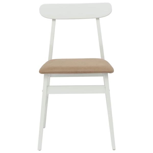 Esszimmerstuhl 2 pcs Weiß und Braun Massives Gummiholz