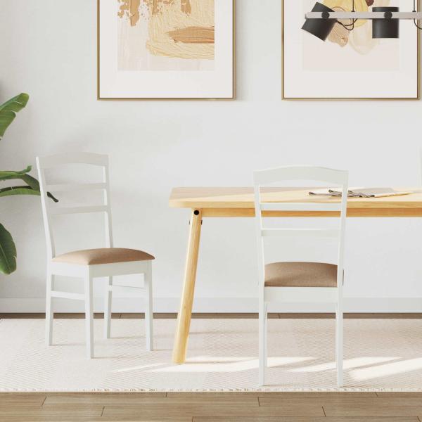 ARDEBO.de - Esszimmerstuhl 2 pcs Weiß und Braun Massives Gummiholz