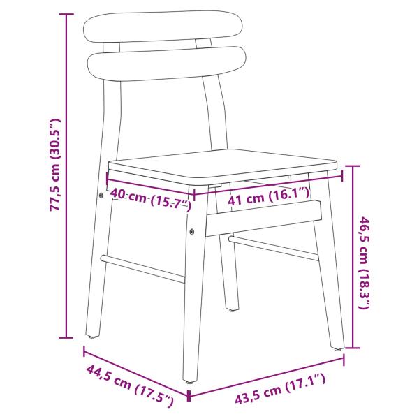 Esszimmerstuhl 2 pcs Weiß und Natur Massives Gummiholz