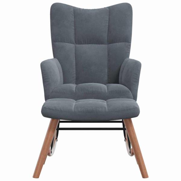 Schaukelstuhl mit Fußhocker 2 pcs Dunkelgrau Samt