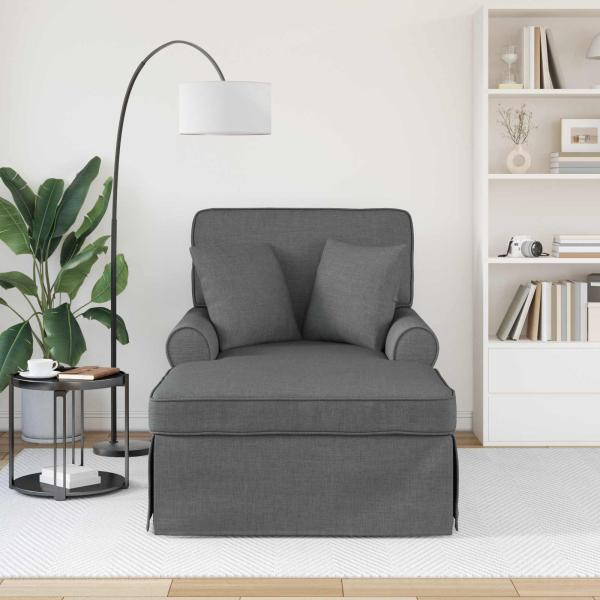 Chaise Lounge mit Rock 3 stk. Dunkelgrau Stoff 91 x 157 x 91 cm