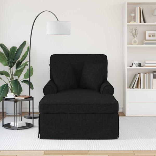 Chaise Lounge mit Rock 3 stk. Schwarz Stoff 91 x 157 x 91 cm