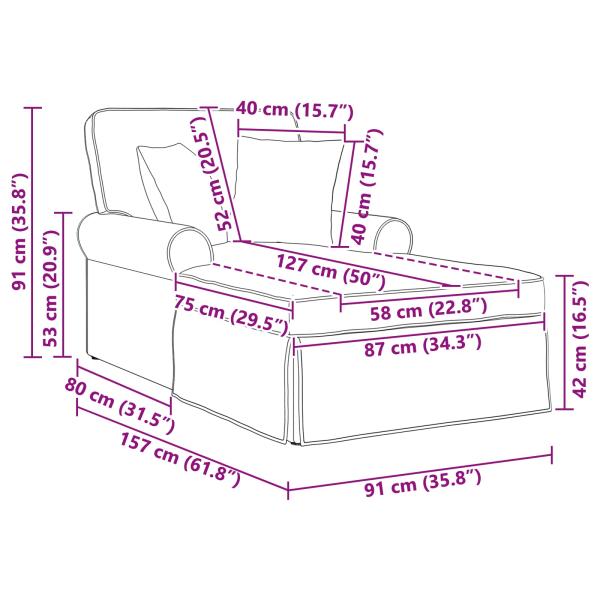 ARDEBO.de - Chaise Lounge mit Rock Creme 91 x 157 x 91 cm Rippenstoff