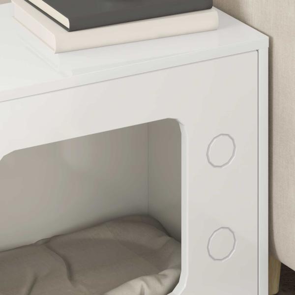 Katzenhaus Glänzend Weiß 51 x 30 x 52 cm Holzwerkstoff