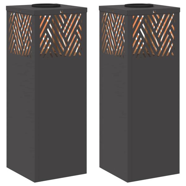 Solar LED Weg Licht 2 pcs Schwarz Kalt gewalzter Stahl