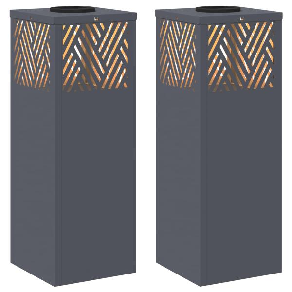 Solar LED Weg Licht 2 pcs Anthrazit Kalt gewalzter Stahl