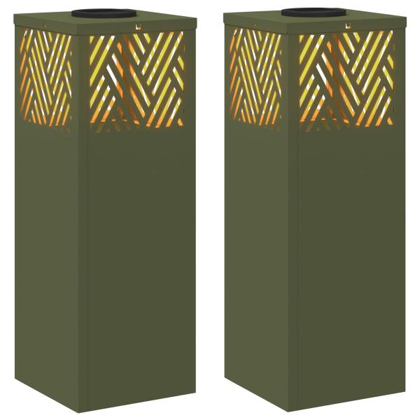 Solar LED Weg Licht 2 pcs Olive Grün Kalt gewalzter Stahl