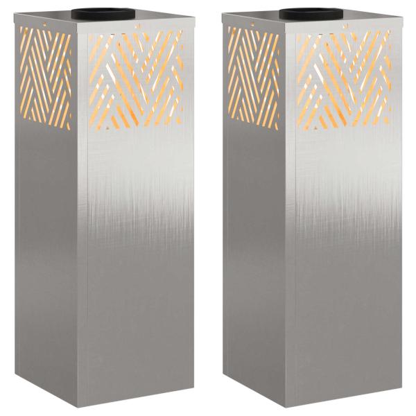 Solar LED Weg Licht Fischgrätenmuster 2 pcs Edelstahl Edelstahl