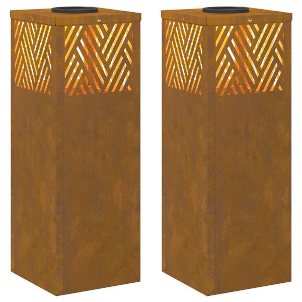 Solar LED Weg Licht 2 pcs Cortenstahl Cortenstahl