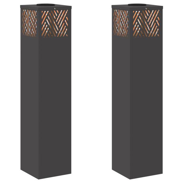 Solar LED Weg Licht 2 pcs Schwarz Kalt gewalzter Stahl