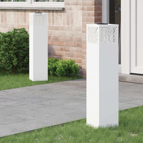 ARDEBO.de - Solar LED Weg Licht 2 pcs Weiß Kalt gewalzter Stahl