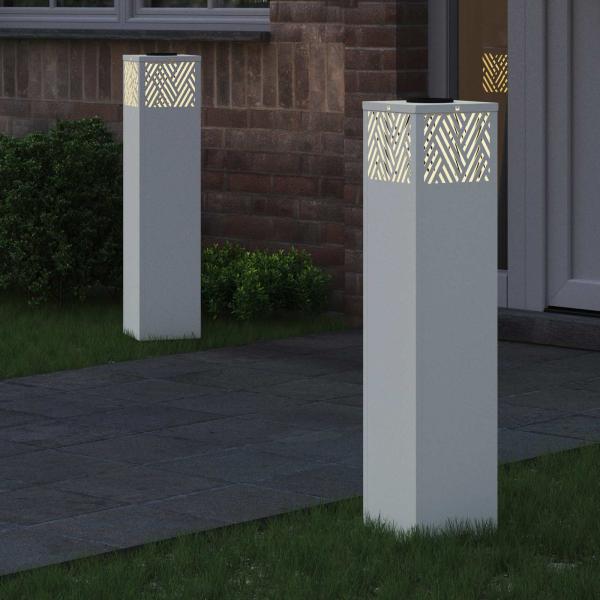 Solar LED Weg Licht 2 pcs Weiß Kalt gewalzter Stahl