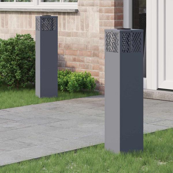 ARDEBO.de - Solar LED Weg Licht 2 pcs Anthrazit Kalt gewalzter Stahl