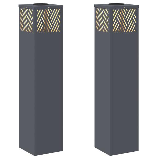 Solar LED Weg Licht 2 pcs Anthrazit Kalt gewalzter Stahl