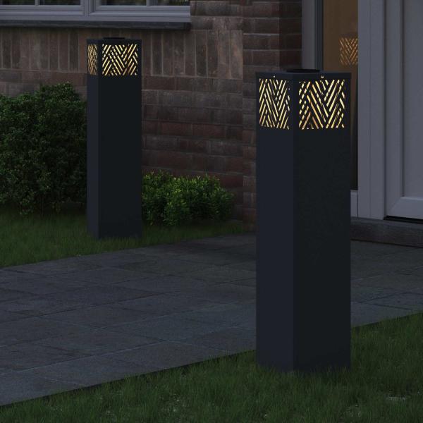 Solar LED Weg Licht 2 pcs Anthrazit Kalt gewalzter Stahl