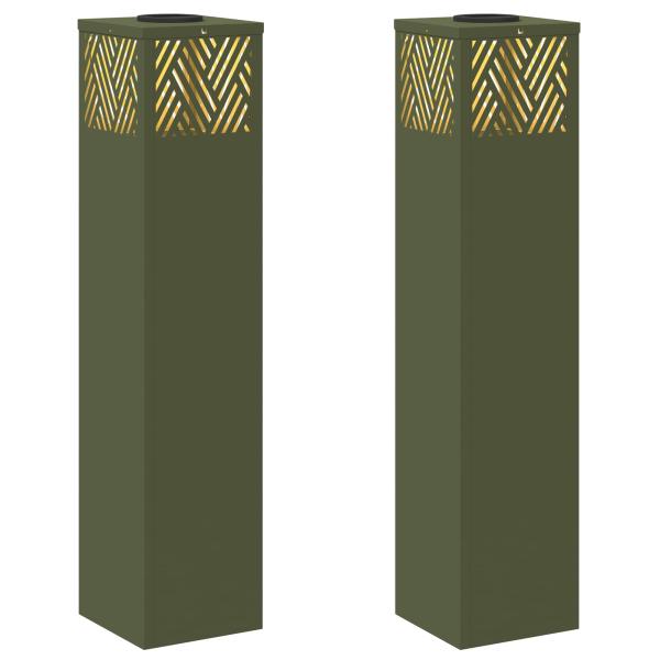 Solar LED Weg Licht 2 pcs Olive Grün Kalt gewalzter Stahl