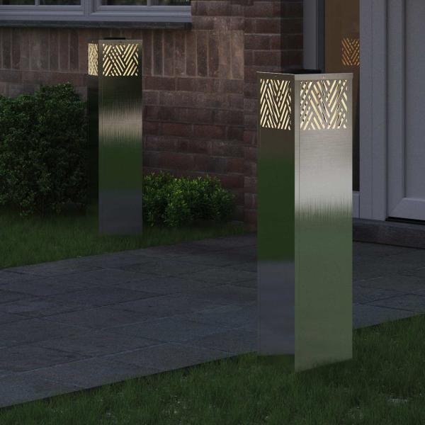 Solar LED Weg Licht Fischgrätenmuster 2 pcs Edelstahl Edelstahl