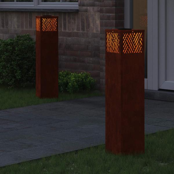 Solar LED Weg Licht 2 pcs Cortenstahl Cortenstahl