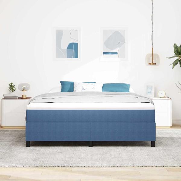 Boxspringbett Blau und Weiß 180 x 200 cm Cordstoff